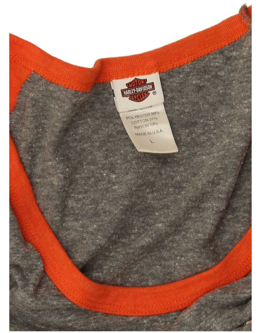 Maglietta grafica da donna Harley Davidson manica 3/4 UK 16 Large Grey Colourblock
