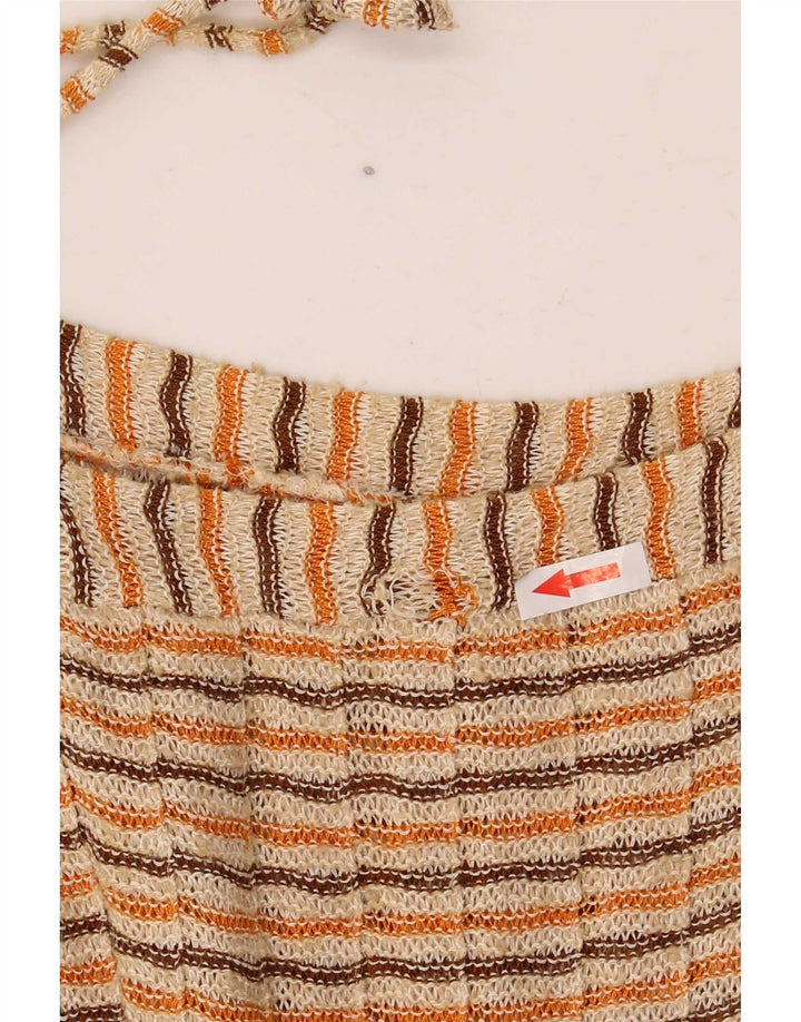 Abito sottoveste in maglia vintage da donna UK 12 a righe multicolori medie