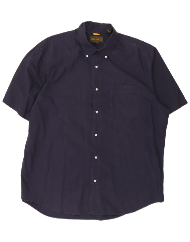 Camicia a maniche corte da uomo TIMBERLAND 2XL cotone blu navy