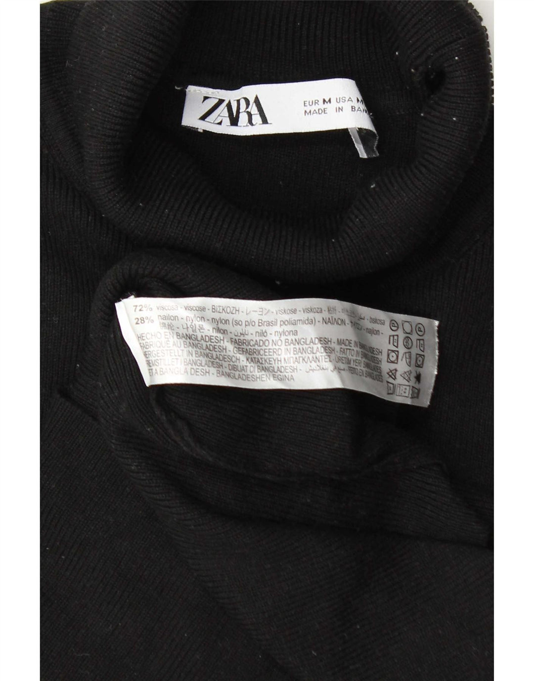 Maglione corto da donna Zara con collo alto UK 12 viscosa nera media