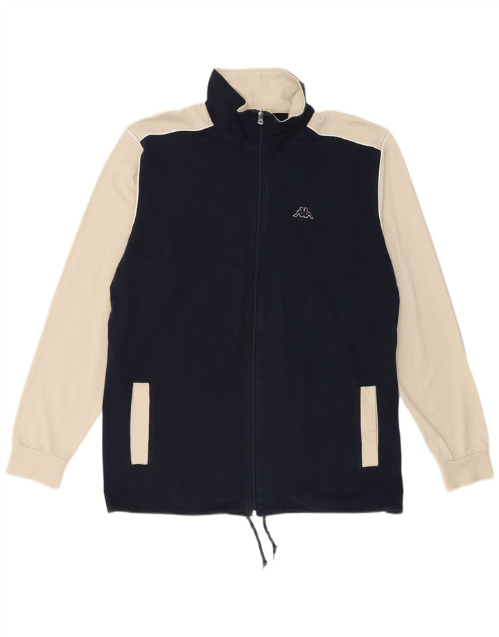 Giacca da tuta da uomo Kappa grande in cotone color block blu navy