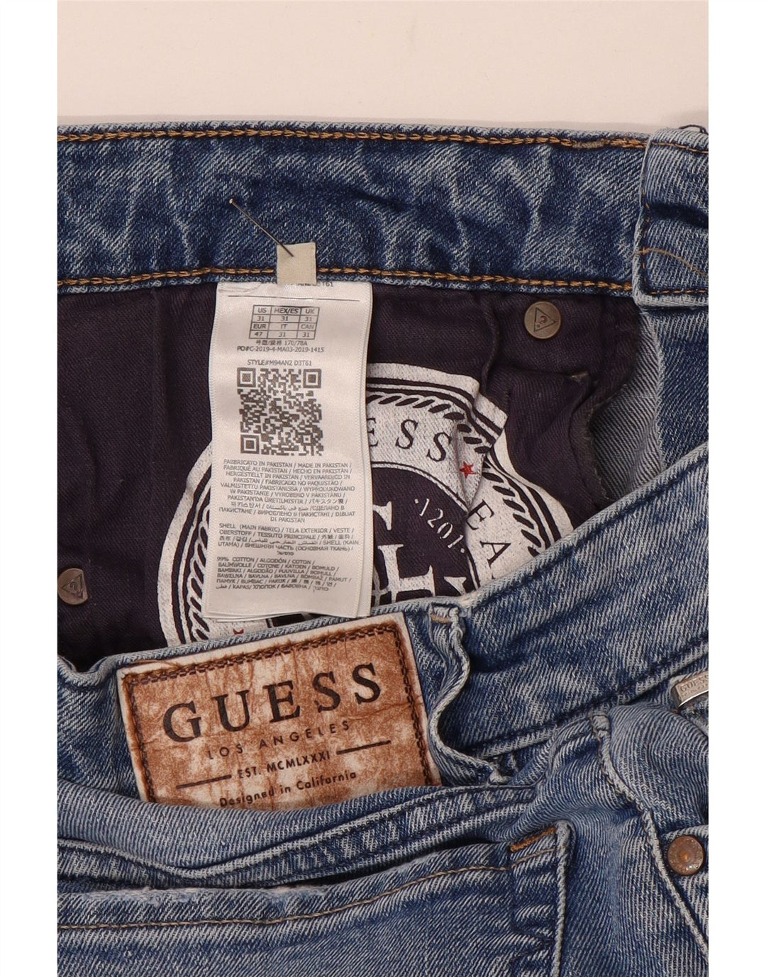 Jeans slim da uomo Guess W31 L32 cotone blu