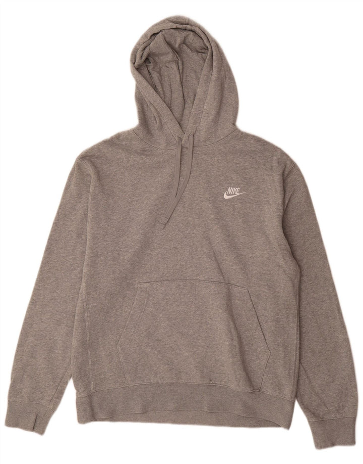 Felpa con cappuccio da uomo Nike in cotone mélange grigio medio
