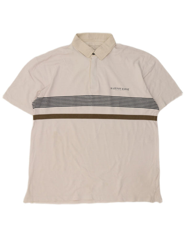 Polo da rugby da uomo Murphy & Nye Sailmakers 2XL cotone a righe bianche