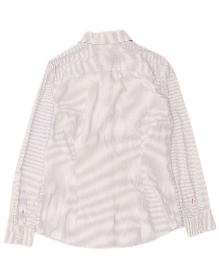 CREW CLOTHING Camicia da donna dalla vestibilità classica UK 10 Piccolo cotone a righe blu