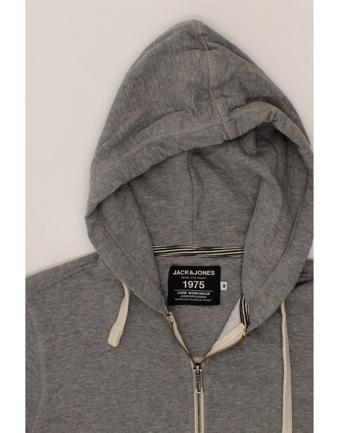 JACK & JONES Mens Zip Hoodie Sweater Medium Grey Cotton Vintage Jack & Jones and Second-Hand Jack & Jones from Messina Hembry 