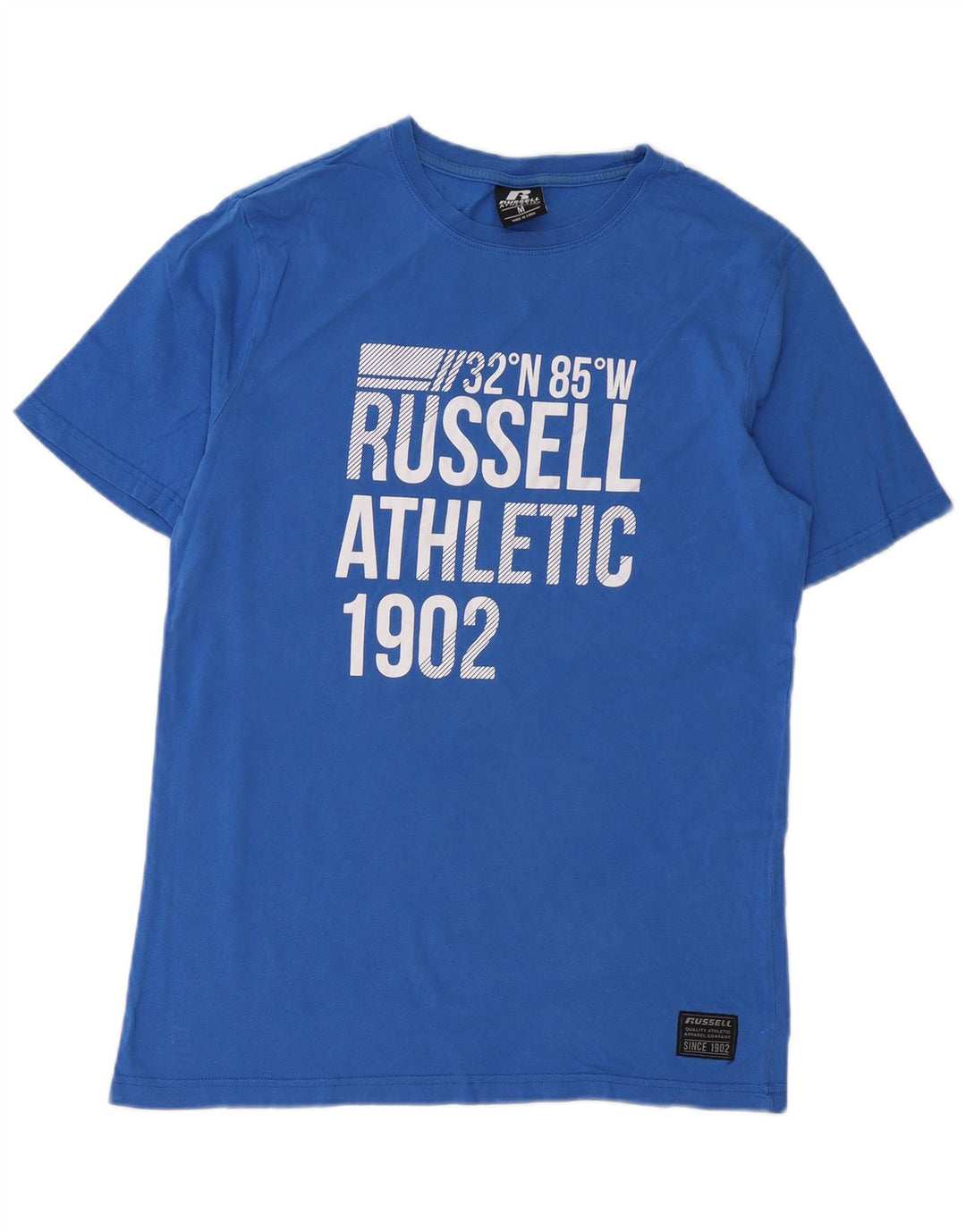 T-shirt grafica da uomo RUSSELL ATHLETIC Top in cotone blu medio