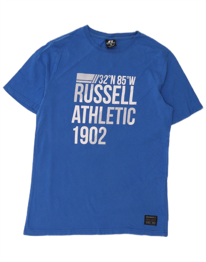 T-shirt grafica da uomo RUSSELL ATHLETIC Top in cotone blu medio