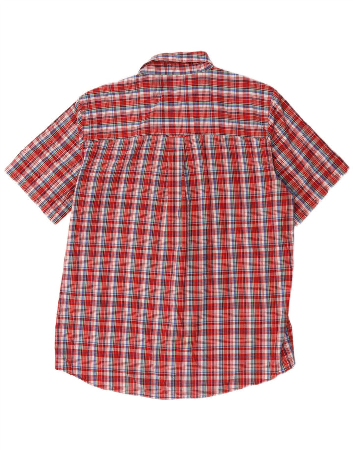 Camicia a maniche corte da uomo Chaps grande in cotone scozzese rosso