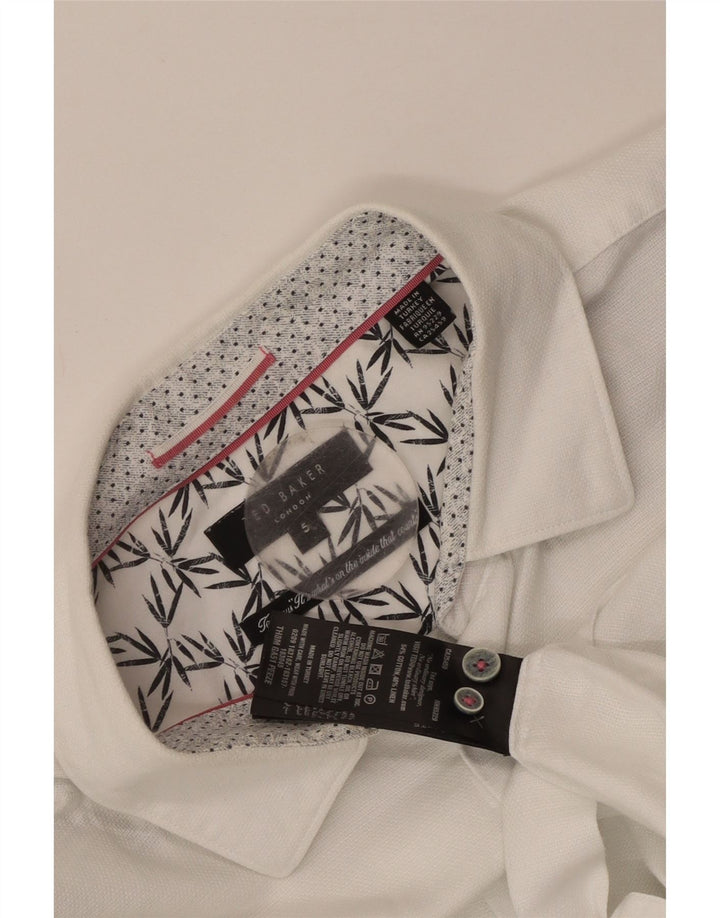 Ted Baker Camicia a maniche corte da uomo taglia 5 XL in cotone bianco
