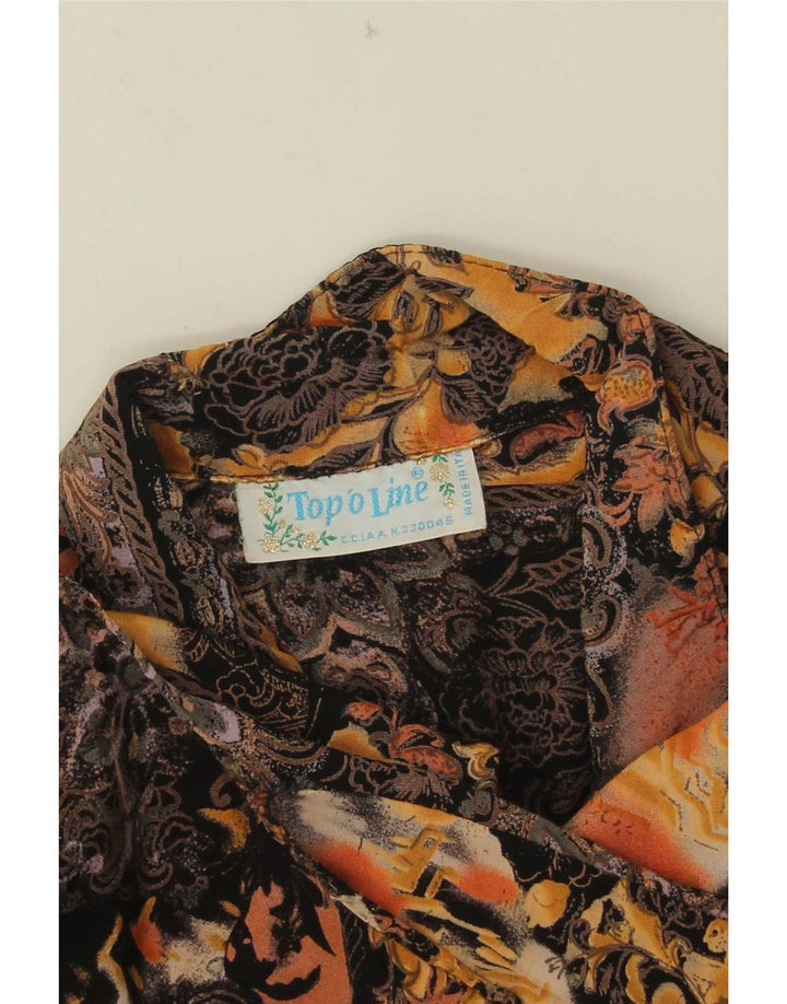 Camicetta camicia vintage da donna UK 14 grande floreale multicolore