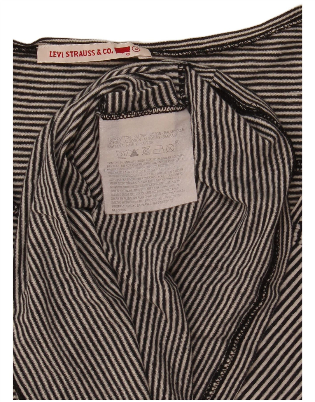 Levi's Top da donna a maniche lunghe UK 14 Cotone a righe nere medie