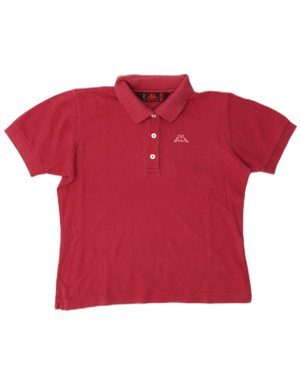 Polo corta da donna Kappa UK 10 piccola in cotone bordeaux