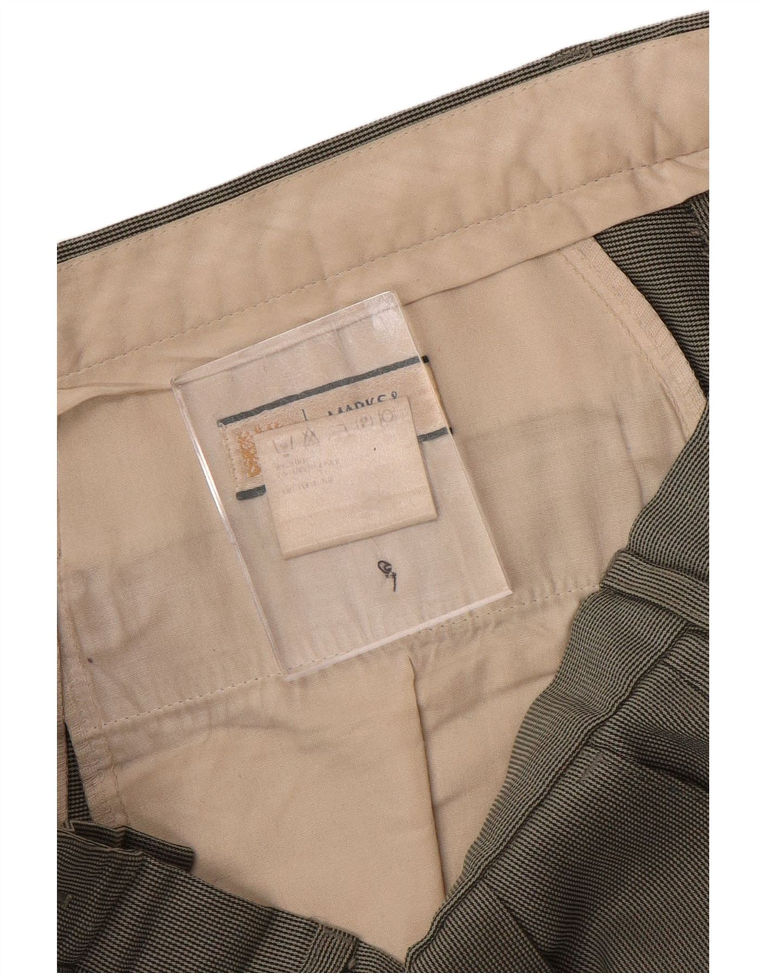 Pantaloni da abito con pegging corto da uomo Marks & Spencer W34 L24 verde pied de poule