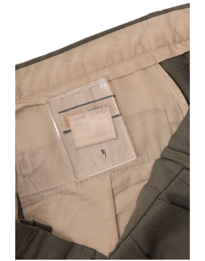Pantaloni da abito con pegging corto da uomo Marks & Spencer W34 L24 verde pied de poule