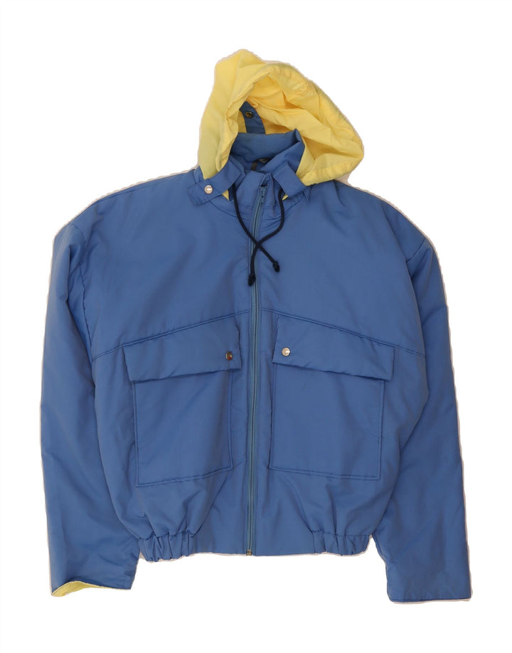 VINTAGE Mens Hooded Bomber Jacket UK 40 Large Blue Vintage Vintage and Second-Hand Vintage from Messina Hembry 