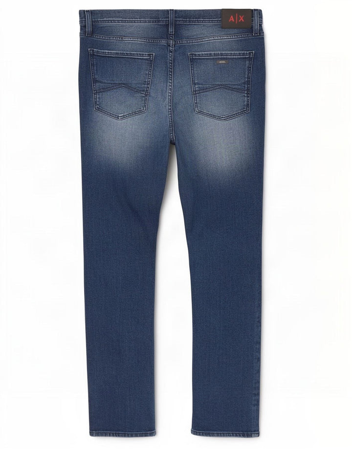 Armani Exchange Jeans slim invecchiati da uomo W34 L32 cotone maculato blu