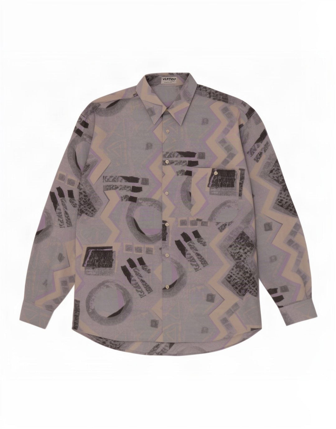 Camicia da uomo Vertigo Large in viscosa geometrica blu