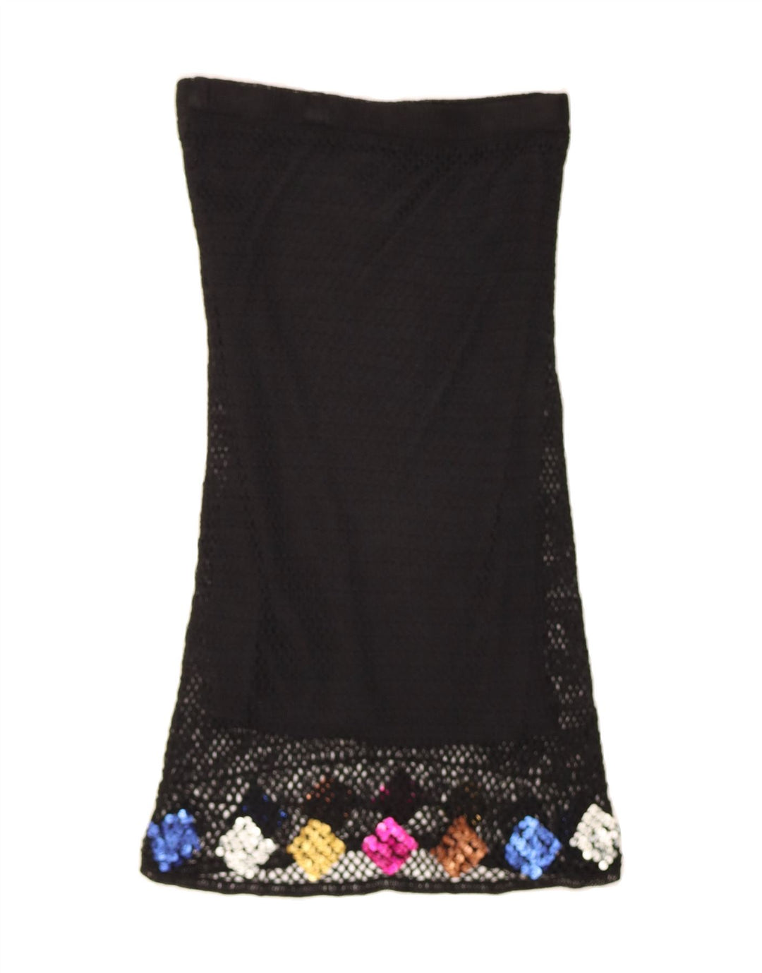 COLLECTION Womens Knit Maxi Skirt UK 14 Medium W30  Black Argyle/Diamond Vintage Collection and Second-Hand Collection from Messina Hembry 