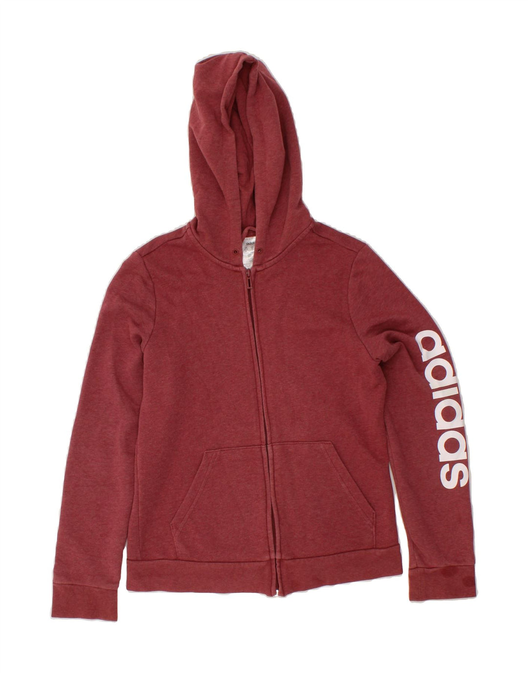 ADIDAS Womens Graphic Zip Hoodie Sweater UK 8/10 Small Red Polyester Vintage Adidas and Second-Hand Adidas from Messina Hembry 