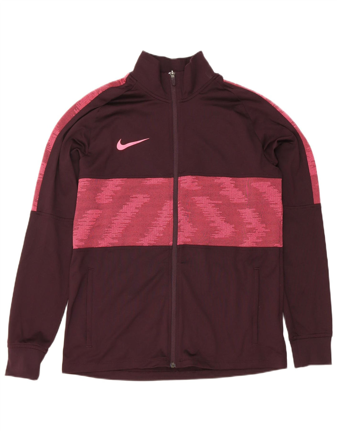 Giacca da tuta Nike Dri Fit da uomo, poliestere geometrico marrone medio medio