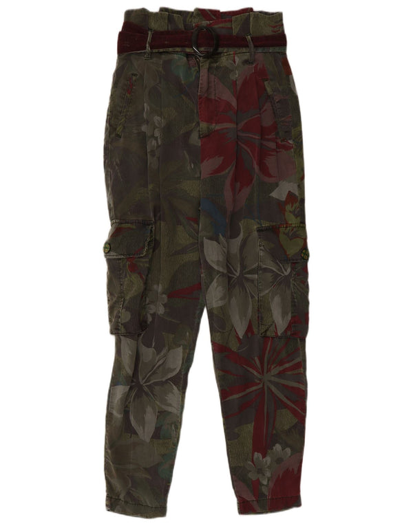Pantaloni cargo da donna Desigual Small W27 L28 Green Floral Festival