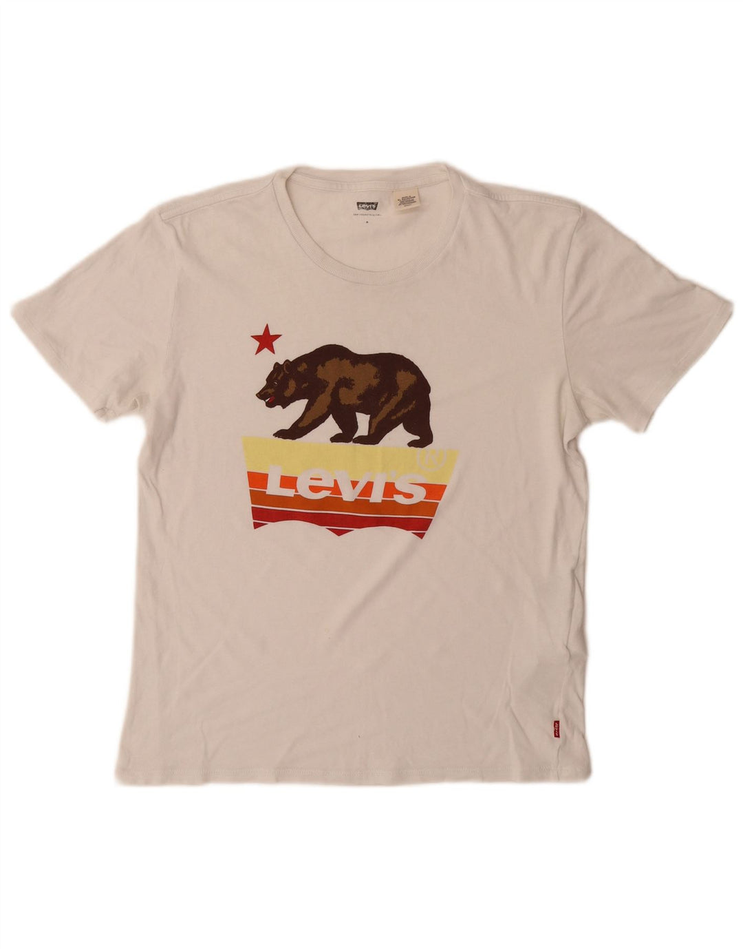 T-shirt grafica da donna LEVI'S Top UK 10 piccola in cotone bianco
