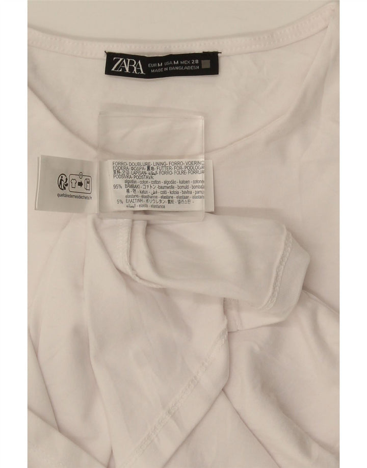 Top Zara da donna a maniche lunghe UK 12 cotone bianco medio