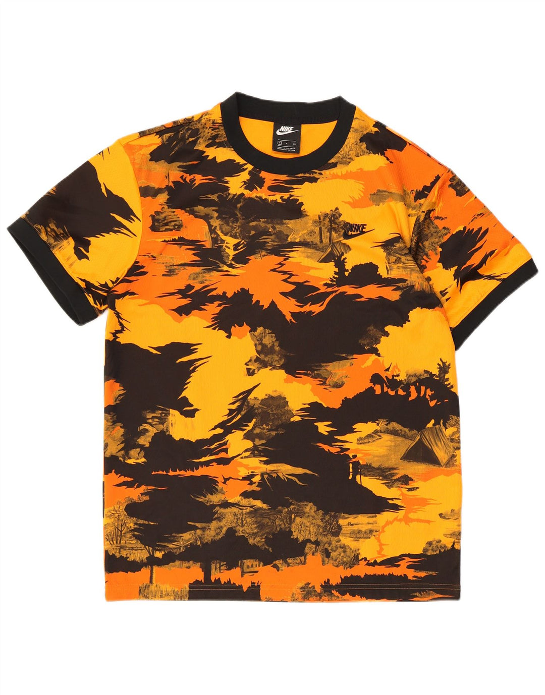 T-shirt Nike da uomo Top Small arancione mimetico in poliestere