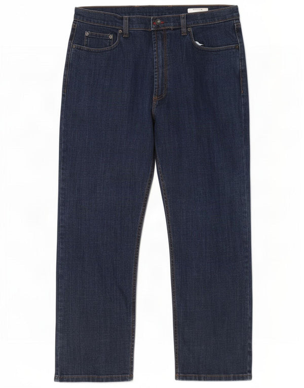 Jeans dritti regolari da uomo Marks & Spencer W38 L29 cotone blu