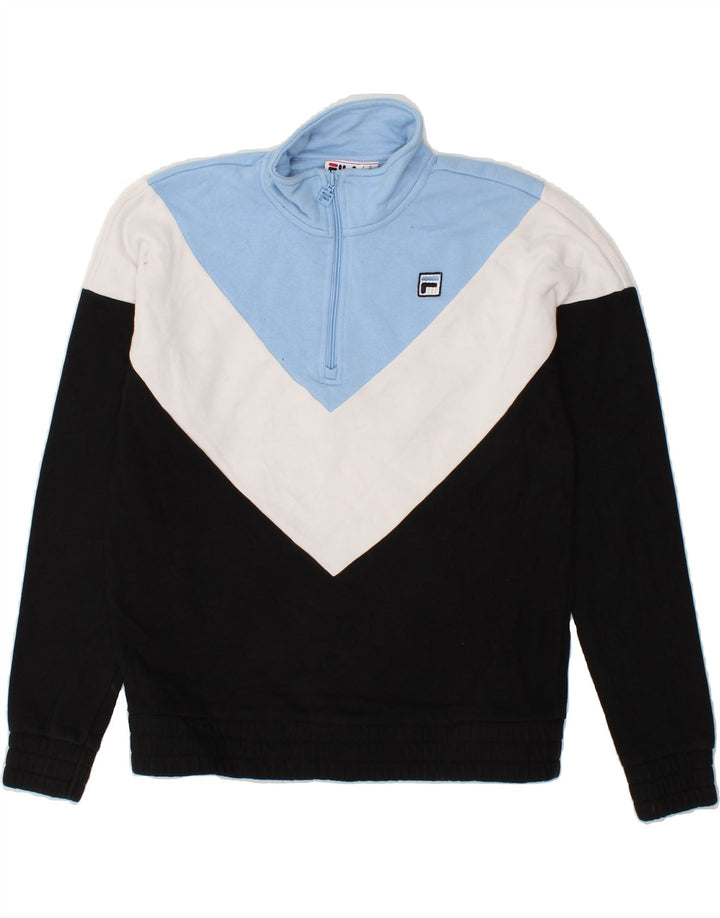 FILA Womens Sweatshirt Jumper UK 14 Medium Multicoloured Colourblock Vintage Fila and Second-Hand Fila from Messina Hembry 