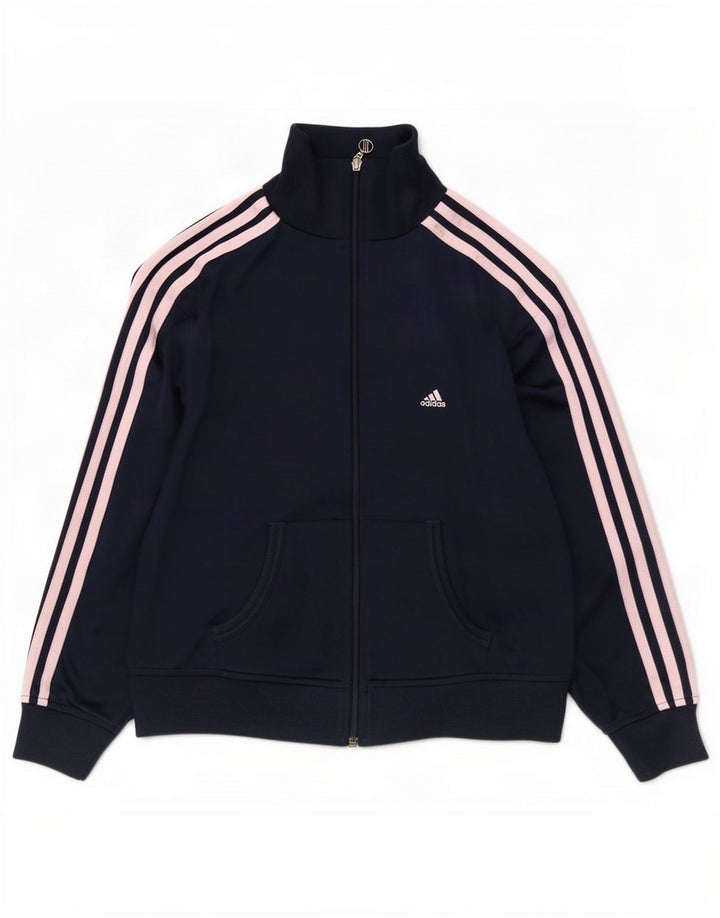Giacca da tuta da donna Adidas UK 14 Medium Blu Navy Poliestere