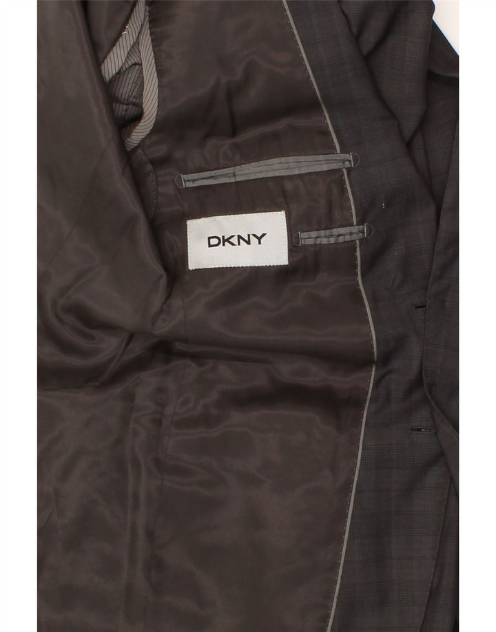 DKNY Mens 2 Button Blazer Jacket UK 38 Medium Grey Check Wool Vintage Dkny and Second-Hand Dkny from Messina Hembry 