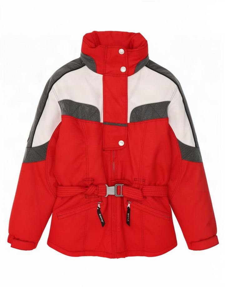 Giacca da sci con cappuccio da donna Sorry UK 14 Large Red Colourblock