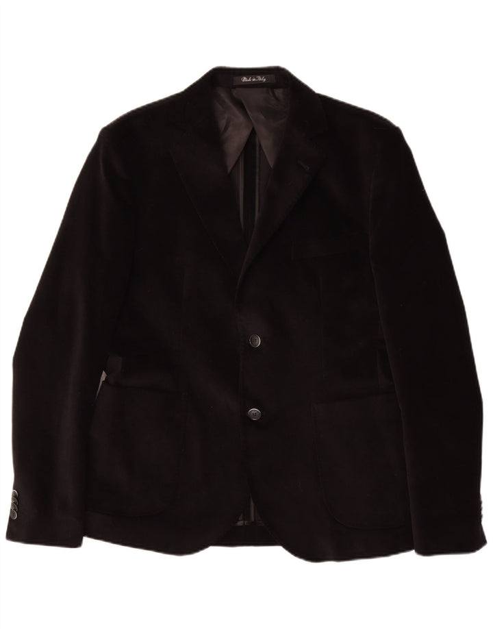 Giacca blazer da uomo a 2 bottoni VINTAGE IT 50 grande in cotone nero