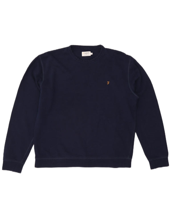 Maglione maglione girocollo da uomo FARAH XL in cotone blu navy