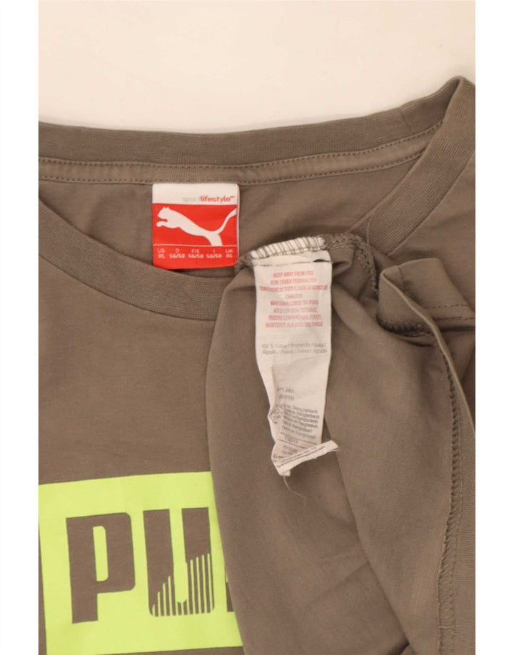 T-shirt grafica da uomo Puma Top XL in cotone grigio