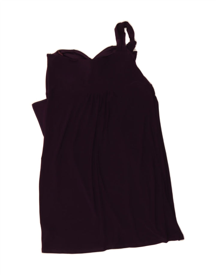 DEBUT Womens One Shoulder Dress UK 16 Large Purple Polyester Vintage Debut and Second-Hand Debut from Messina Hembry 