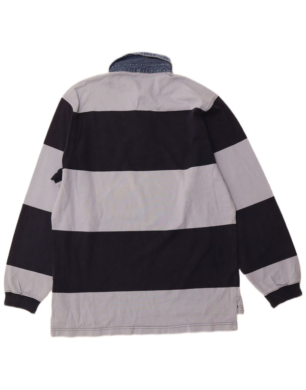 GANT Polo da rugby da uomo a maniche lunghe in cotone a righe medie blu navy