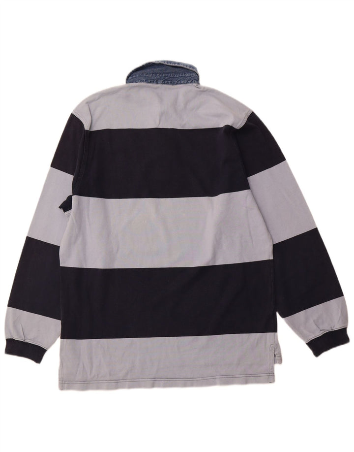 GANT Polo da rugby da uomo a maniche lunghe in cotone a righe medie blu navy