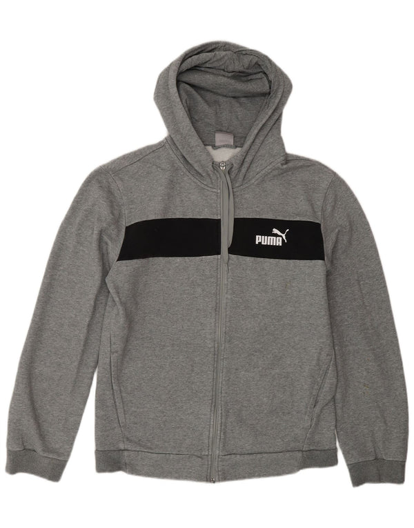 Felpa con cappuccio e zip da uomo Puma in cotone color block grigio medio