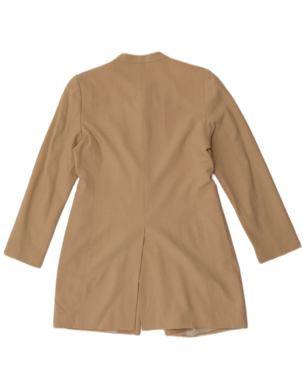 Giacca blazer lunga da donna Marks & Spencer UK 8 piccola poliestere beige