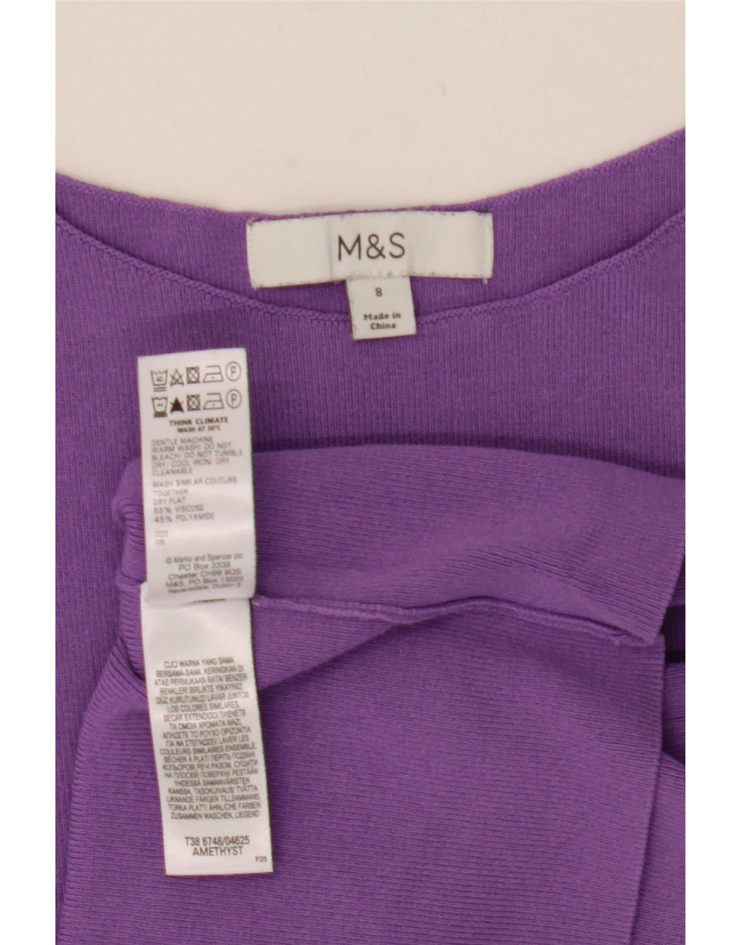 Canotta da donna Marks & Spencer UK 8 piccola viscosa viola