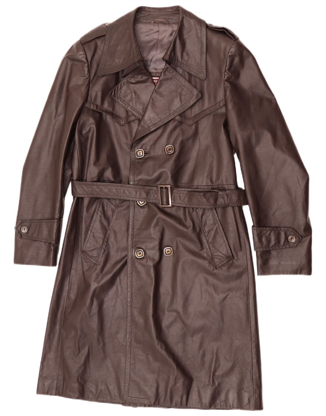 Cappotto in Pelle Doppio Petto da Uomo Anfor IT 48 Marrone Medio
