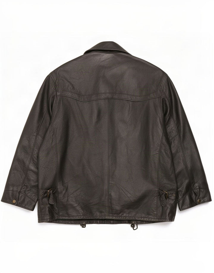 Giacca in pelle vintage da uomo UK 42 XL nera