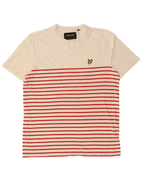 Lyle & Scott T-shirt da uomo Top grande in cotone a righe bianche