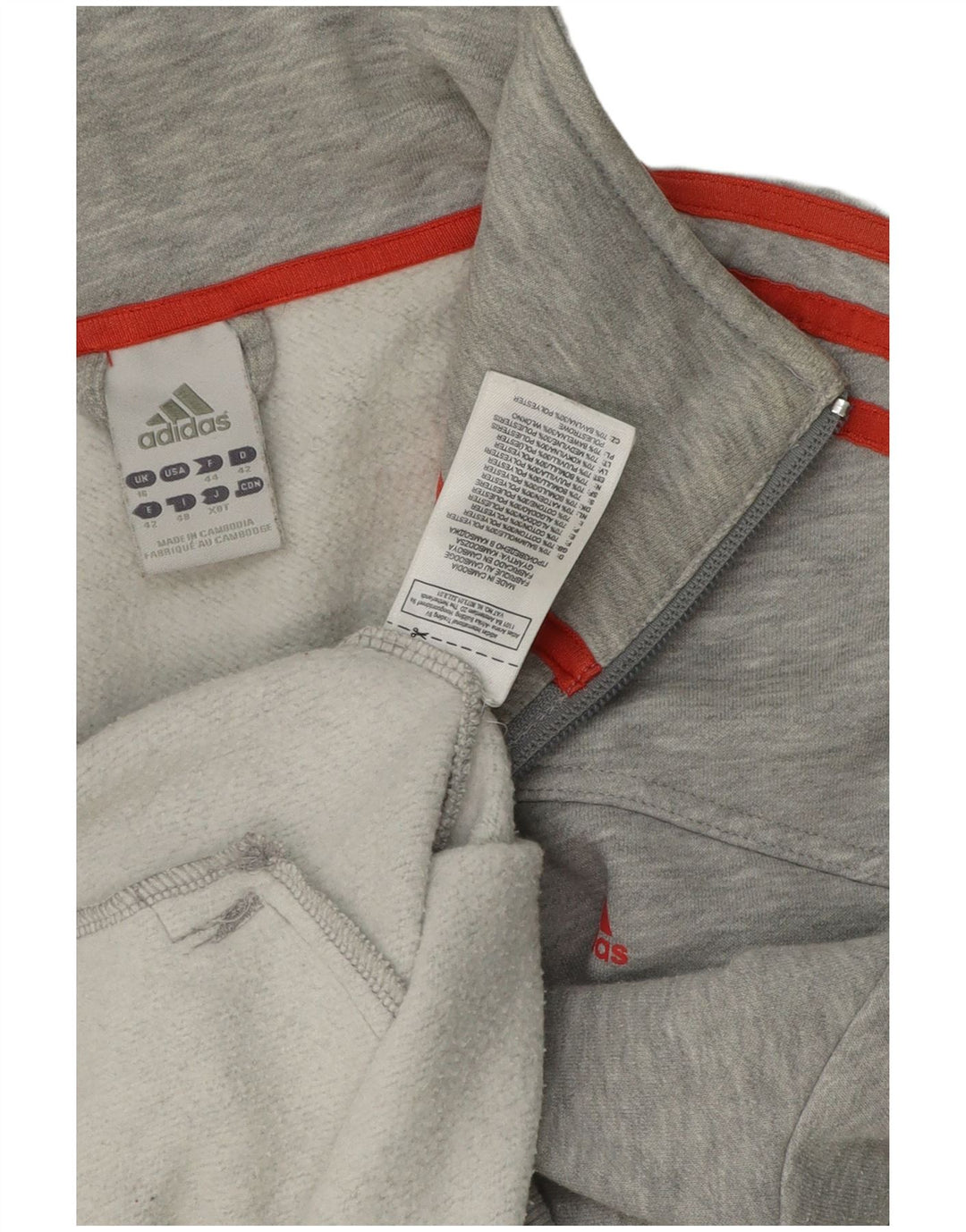 Giacca da ginnastica grafica da donna Adidas UK 16 grande cotone grigio