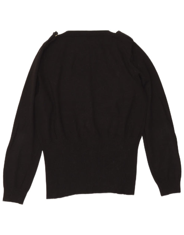 MARELLA Maglione militare da donna con scollo a V UK 20 2XL Viscosa nera