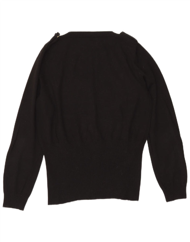 MARELLA Maglione militare da donna con scollo a V UK 20 2XL Viscosa nera