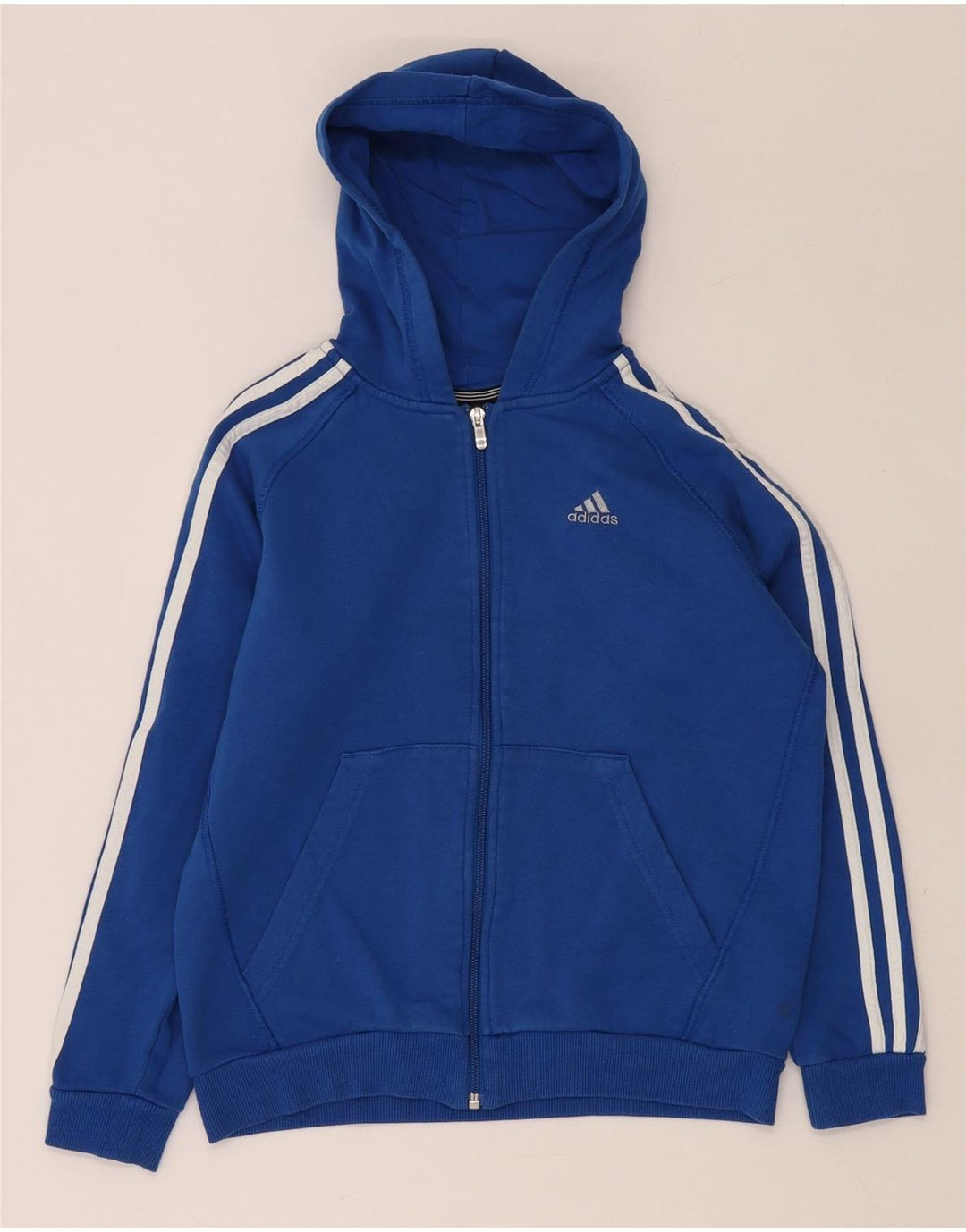 Maglione con cappuccio e zip ADIDAS per ragazzi 11-12 anni in cotone blu
